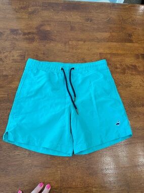Properly Tied Boys Swim Trunks Size Youth Medium M Teal Aqua Blue Mallard Duck